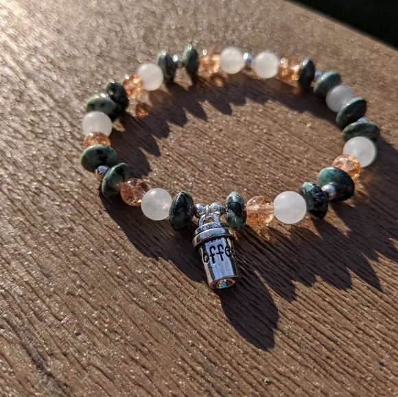 🟢Espresso Yourself Gemstone Stretch Bracelet 7" - Picture 4 of 8